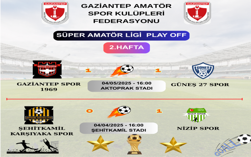 SÜPER AMATÖR PLAY OFF 2. HFATA MÜSABAKA SONUÇLARI